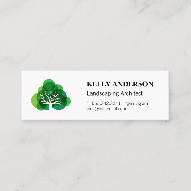 Stylized Tree Icon | Tree Trimming Service Mini Business Card (Front)