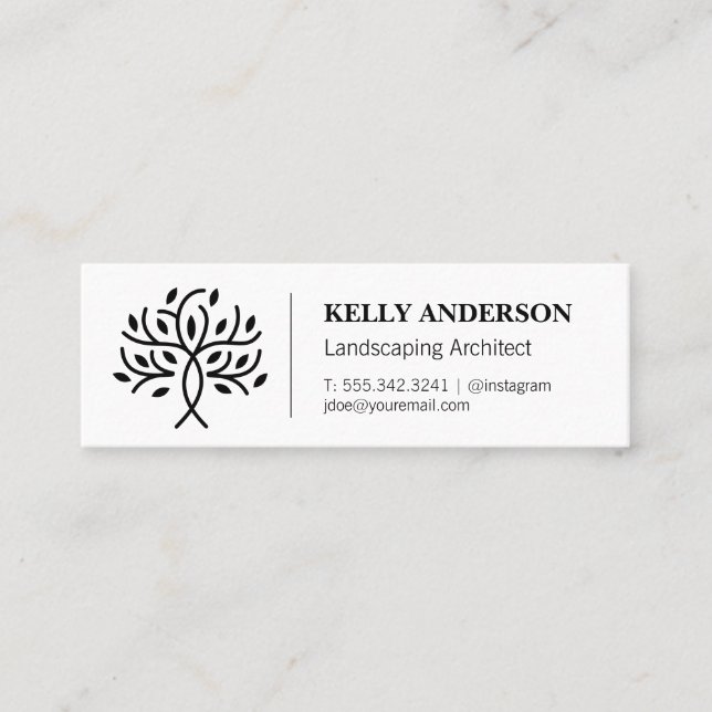 Stylized Tree Icon | Tree Trimming Service Mini Business Card (Front)