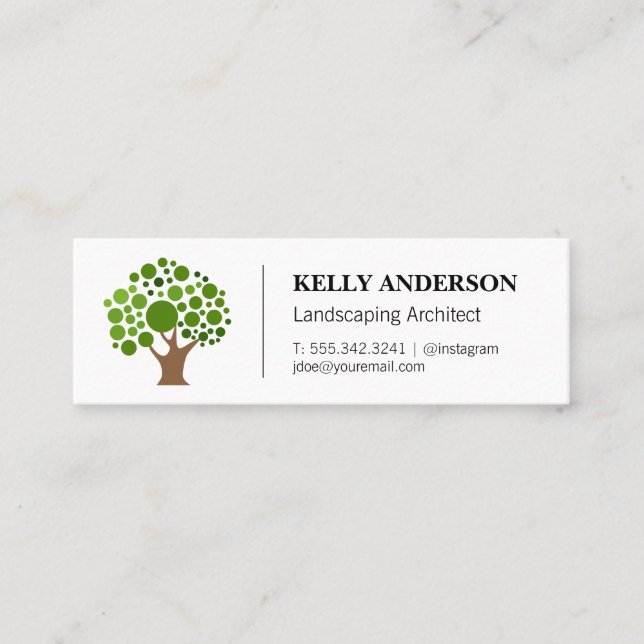 Stylized Tree Icon | Tree Trimming Service Mini Business Card (Front)