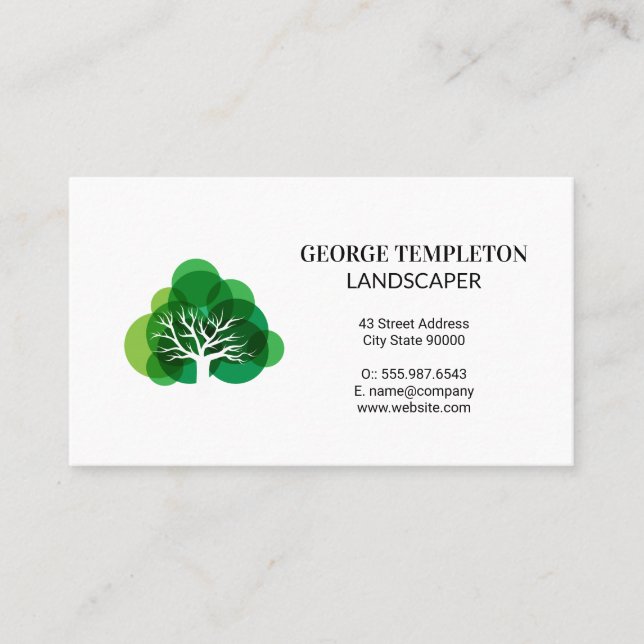 Stylized Tree Logo Business Card (Front)