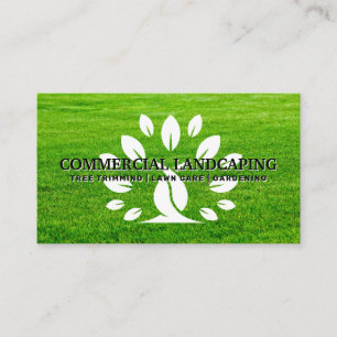 Stylized Tree Logo Cut Grass Business Card