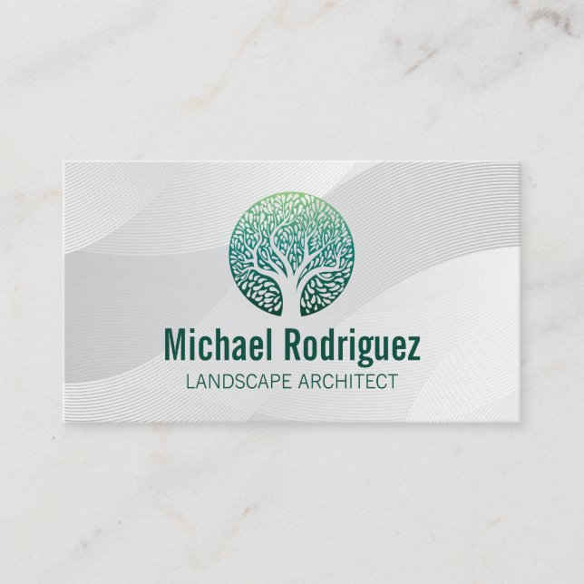 Stylized Tree Logo | Landscaper Business Card (Front)