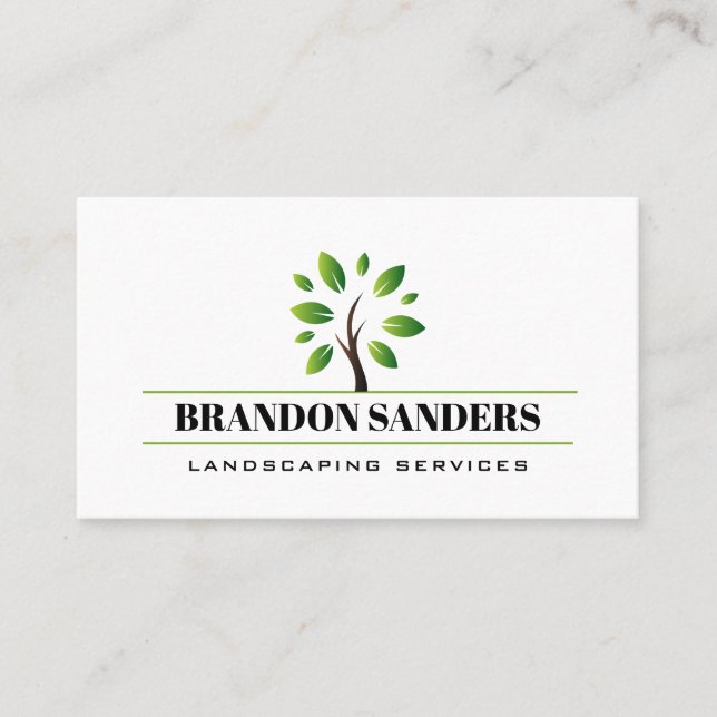 Stylized Tree Logo | Nature | Landscaping Business Card (Front)