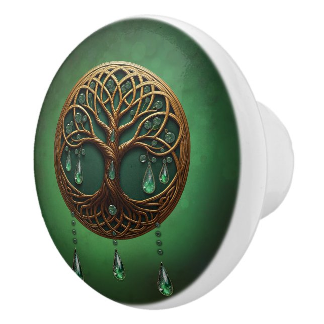 Stylized tree of life ceramic knob (Right)