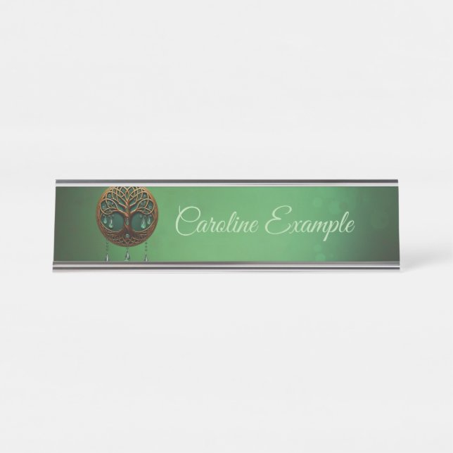 Stylized tree of life  desk name plate (Front)