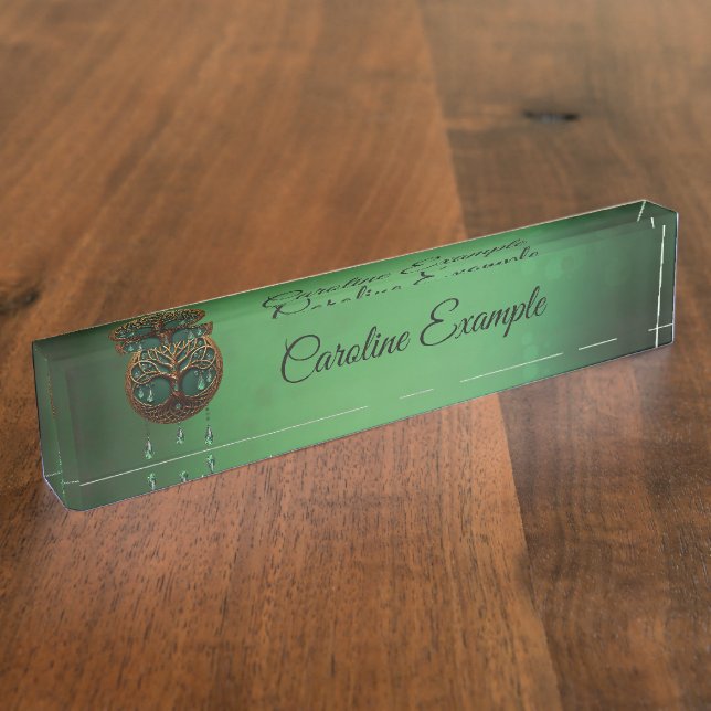 Stylized tree of life  desk name plate (Side)
