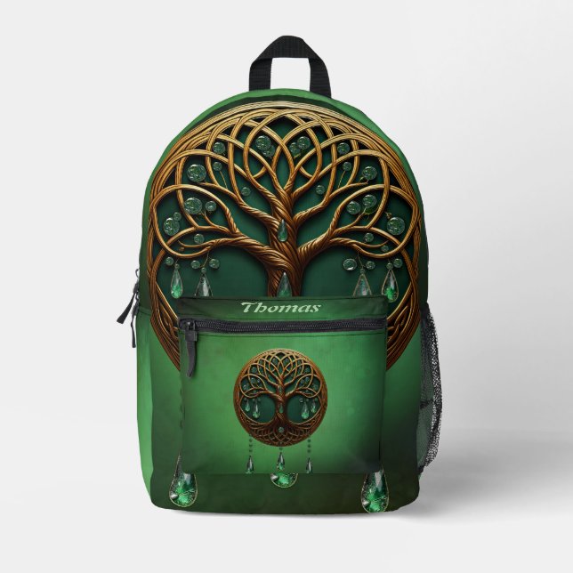 Stylized tree of life  printed backpack (Front)
