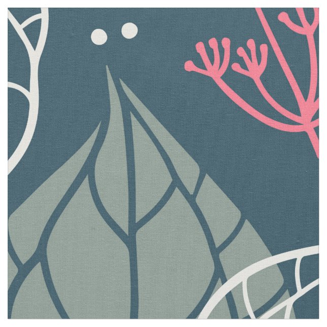 Stylized tropical leaves pattern fabric (Close Up)