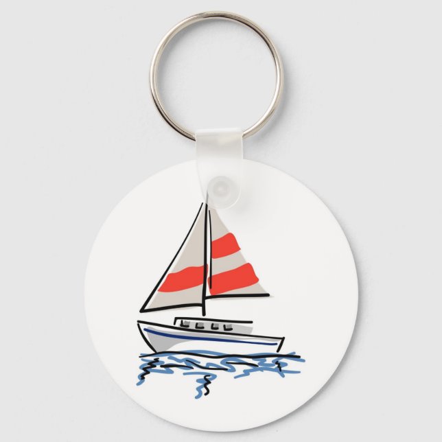 Stylized Tropical Sailboat Keychain (Front)