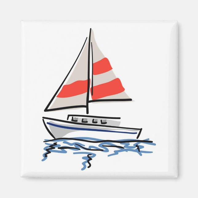 Stylized Tropical Sailboat Magnet (Front)