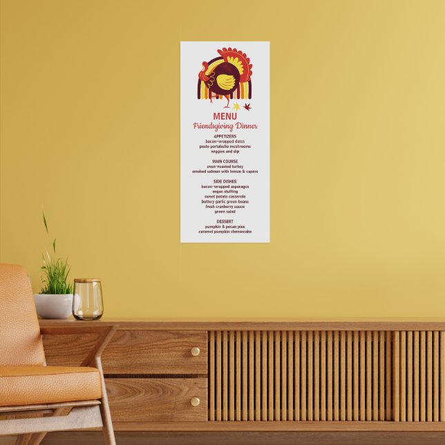 Stylized Turkey Groovy Rainbow Happy Friendsgiving Poster (Living Room 2)