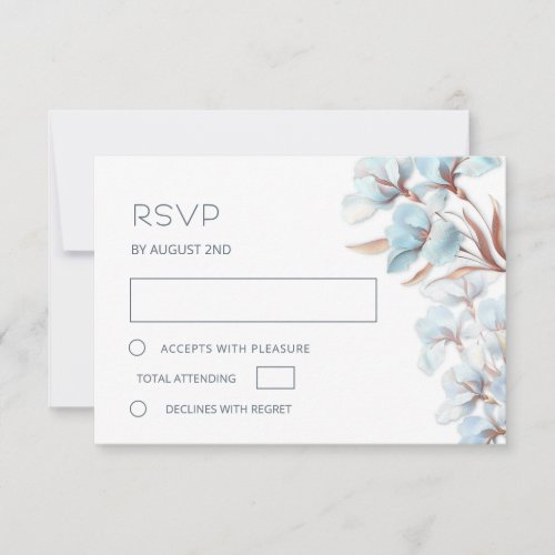 Stylized Turquoise Rose Gold  Flowers RSVP Card
