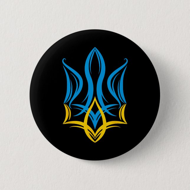 Stylized Ukrainian Coat Of Arms  Button (Front)