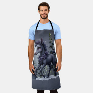 Stylized unicorn in floral splendor. apron