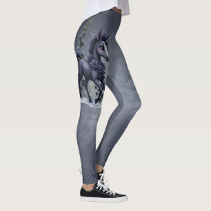 Stylized unicorn in floral splendor. leggings