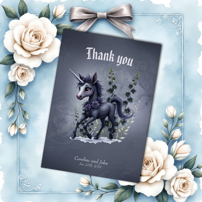 Stylized unicorn in floral splendor. thank you card (Creator Uploaded)