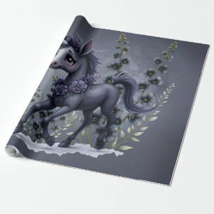 Stylized unicorn in floral splendor. wrapping paper