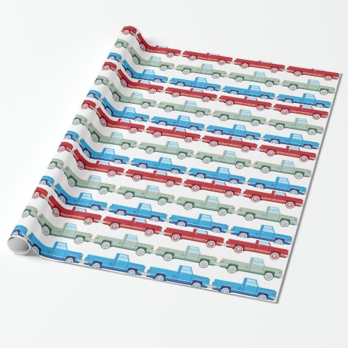 Stylized Vector Old Pickup Truck vector Wrapping Paper