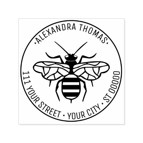 Stylized Vintage Bee 4 Name Return Address  Self_inking Stamp