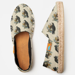 Stylized Vintage Falcons on a Branch Natural Canvs Espadrilles