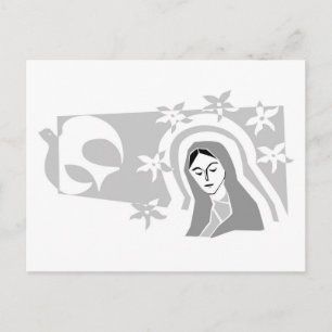 Stylized Virgin Mary Grayscale Postcard