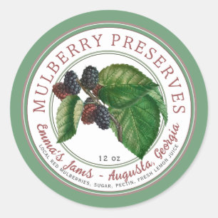 Stylized Watercolor Red Mulberry Jam or Preserves Classic Round Sticker