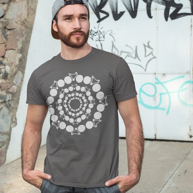 Stylized White Bicycles Mandala T-Shirt (Creator Uploaded)