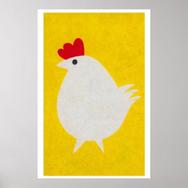 Stylized White Chicken 1960s-70s Matchbox Label Poster (Front)