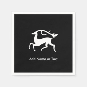 Stylized White Christmas Deer Paper Napkins