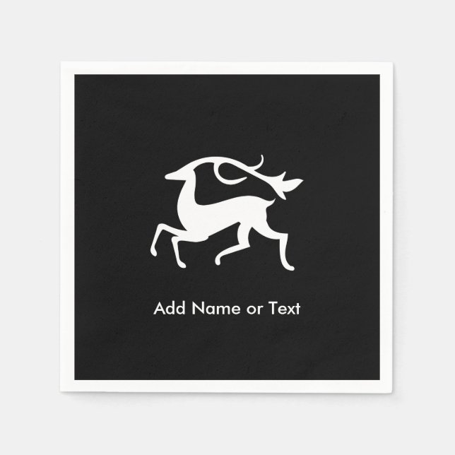 Stylized White Christmas Deer Paper Napkins (Front)