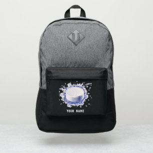 Stylized White Hockey Puck with Name Port Authority® Backpack