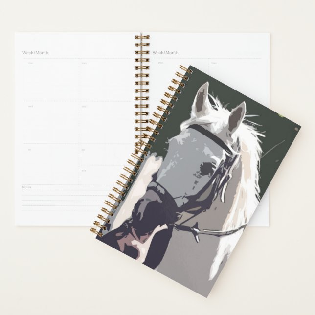 Stylized White Horse Head Sketch Planner (Display)