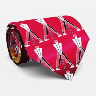 STYLIZED WHITE RED BURGUNDY GOLFER ,GOLF PLAYERS NECK TIE