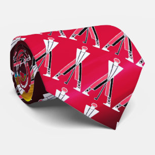 STYLIZED WHITE RED BURGUNDY GOLFER ,GOLF PLAYERS TIE