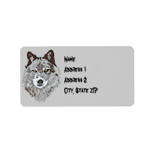 Stylized Wolf Head Adress Label