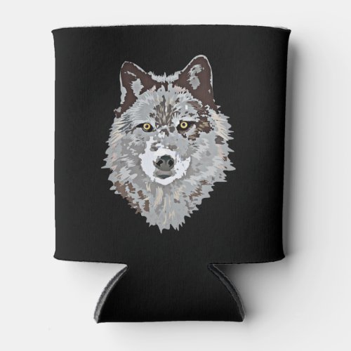 Stylized Wolf Head Can Cooler