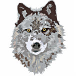 Stylized Wolf Head Cut Out<br><div class="desc">Stylized gray wolf head with yellow piercing eyes. If wolves are you spirit guide you'll want to check out our other items with this image.</div>