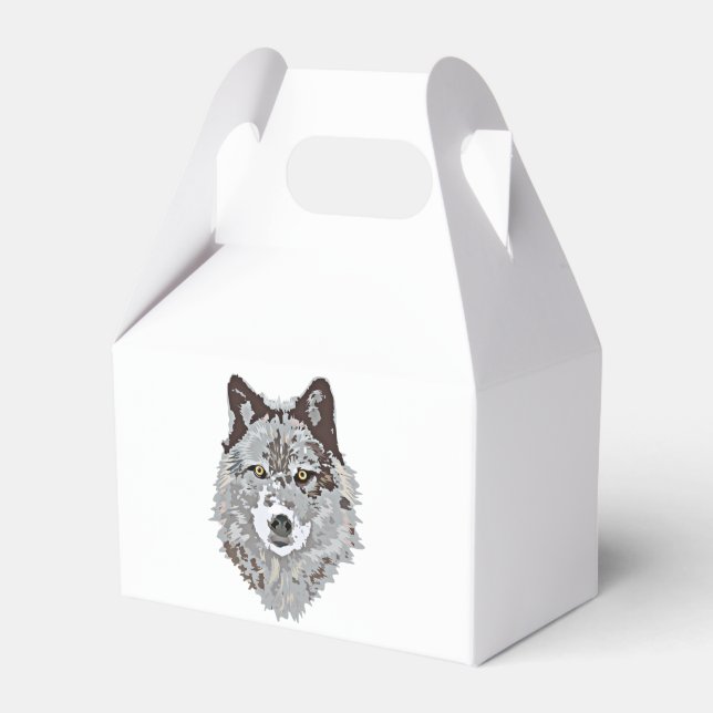 Stylized Wolf Head Favor Boxes (Front Side)