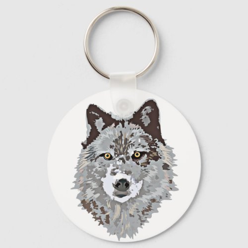 Stylized Wolf Head Keychain