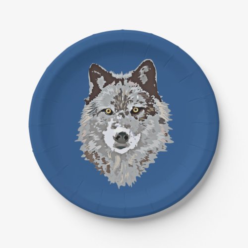 Stylized Wolf Head Paper Plates