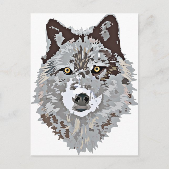 Stylized Wolf Head Postcard (Front)