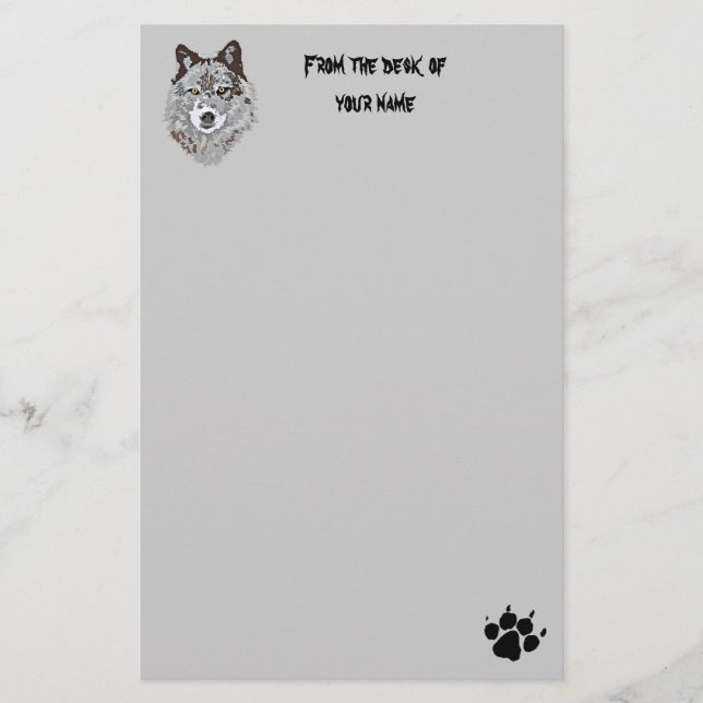 Stylized Wolf Head Stationary Stationery (Front)