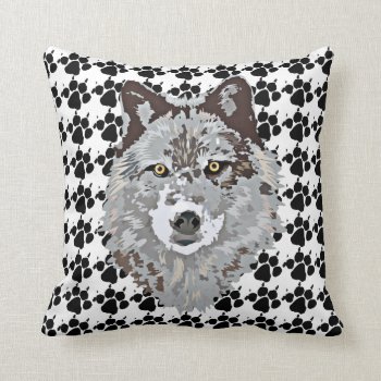 Stylized Wolf Head Throw Pillow by FaerieRita at Zazzle