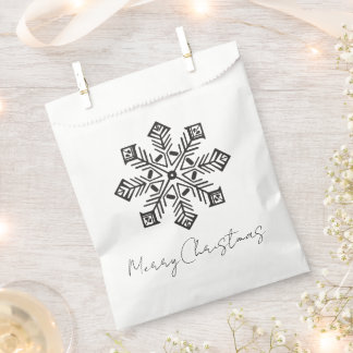 Stylized Xmas Merry Christmas Snowflake Favor Bag