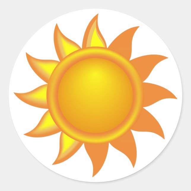 Stylized Yellow Sun Classic Round Sticker (Front)