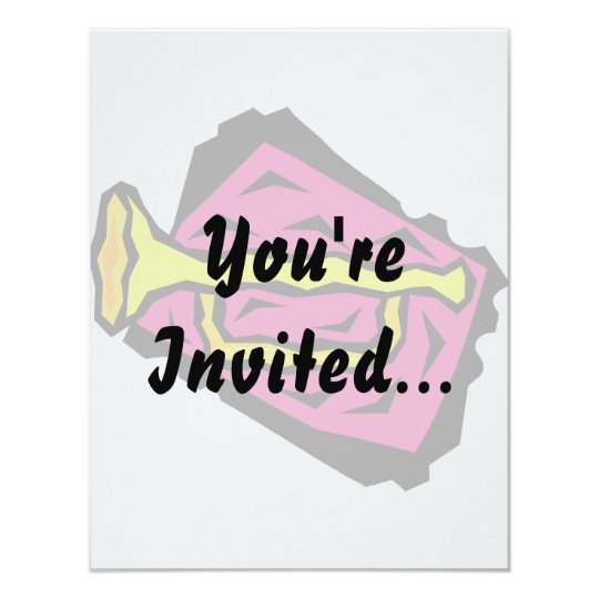 Stylized Yellow Trumpet Grapic Pink Background Card