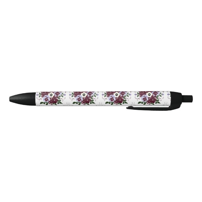 Stylo Élégance Botanique  Bouquet Fleurs Violettes Pen (Bottom)