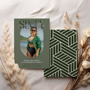 Stylsih Oval Photo & Signature 60th Birthday Invitation