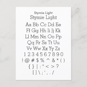 Stymie Light - Zazzle Font Sampler Sheet Postcard