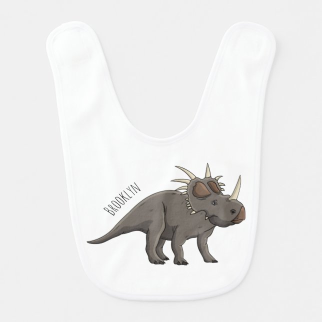 Styracosaurus cartoon illustration baby bib (Front)